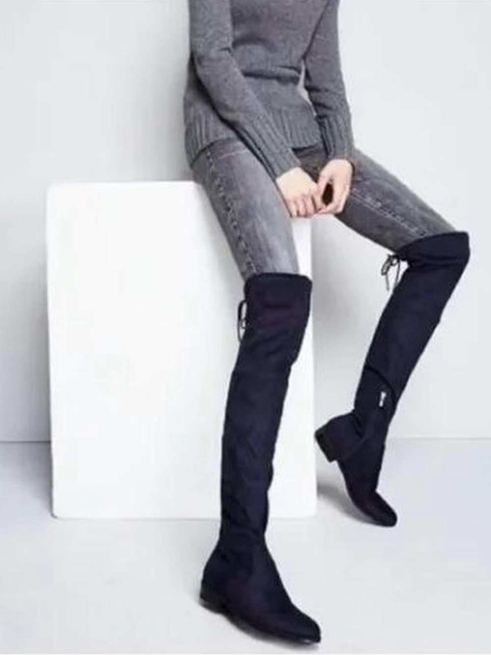 Marc Fisher Olympia over the knee velour boots, stretchy sock boots, black 8